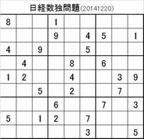 20141220日経新聞数独問題