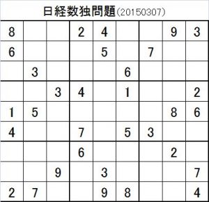 20150307日経新聞数独問題