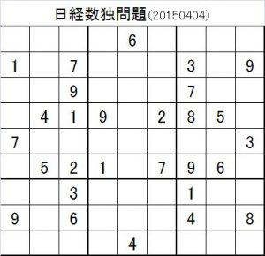 20150404日経新聞数独問題